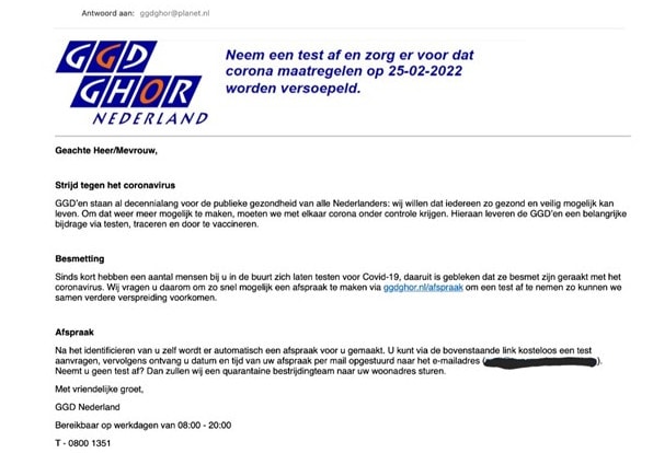 hengel pond Beschietingen Valse e-mail uit naam GGD GHOR Nederland in omloop | GGD